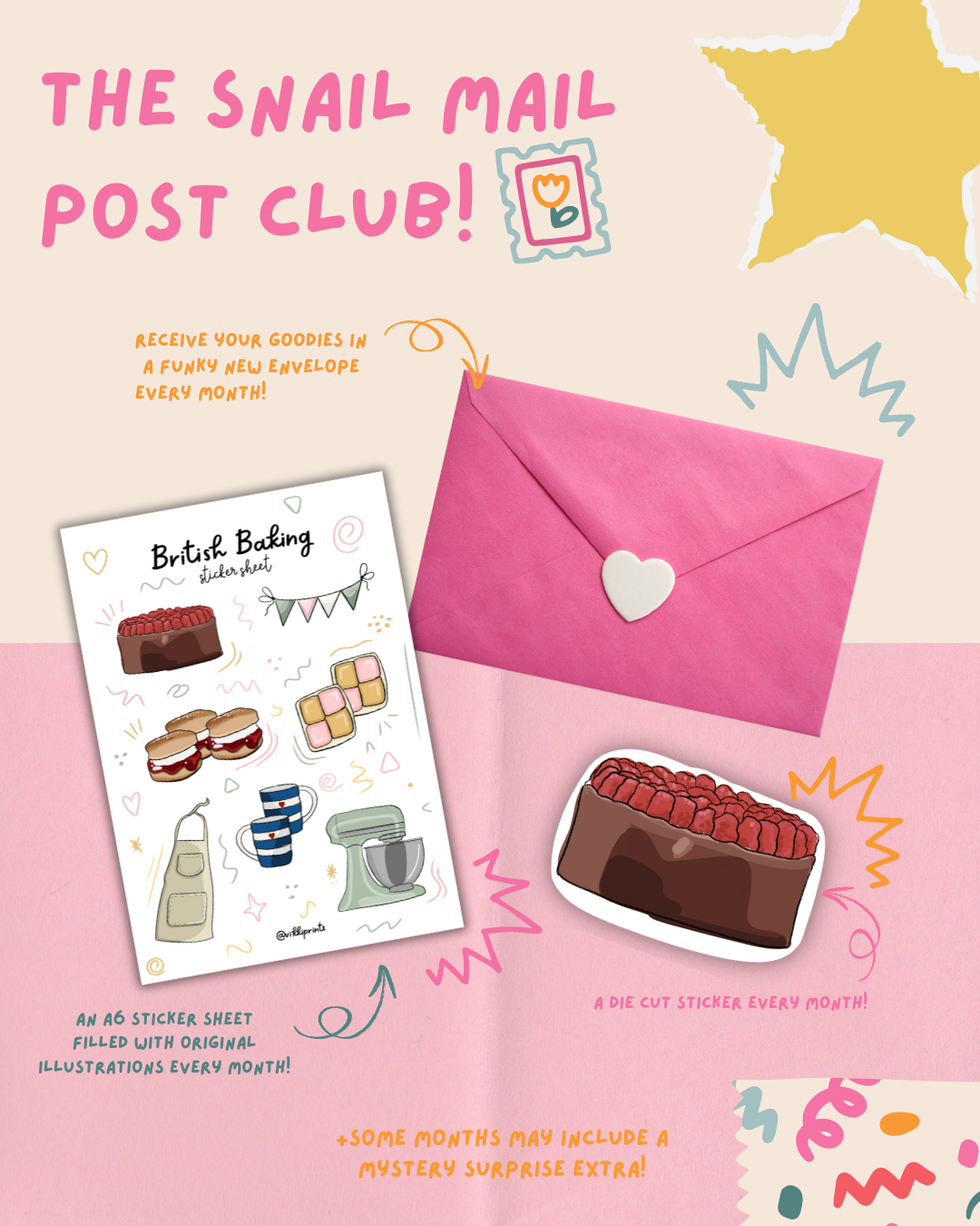 The Snail Mail Post Club - Monthly letterbox Sticker Subscription