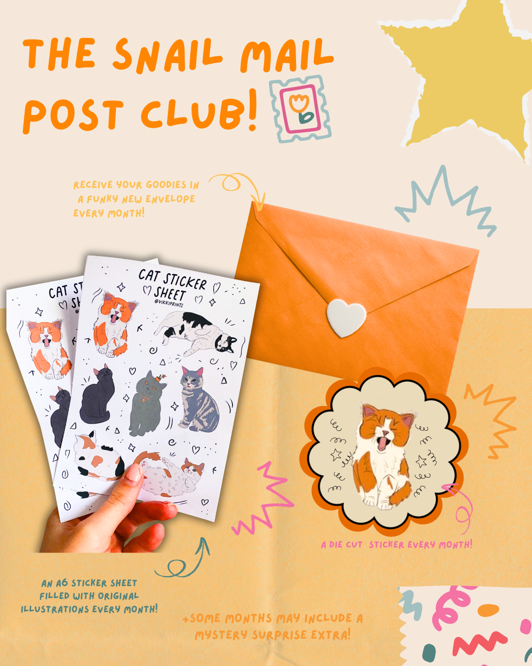 The Snail Mail Post Club - Monthly letterbox Sticker Subscription