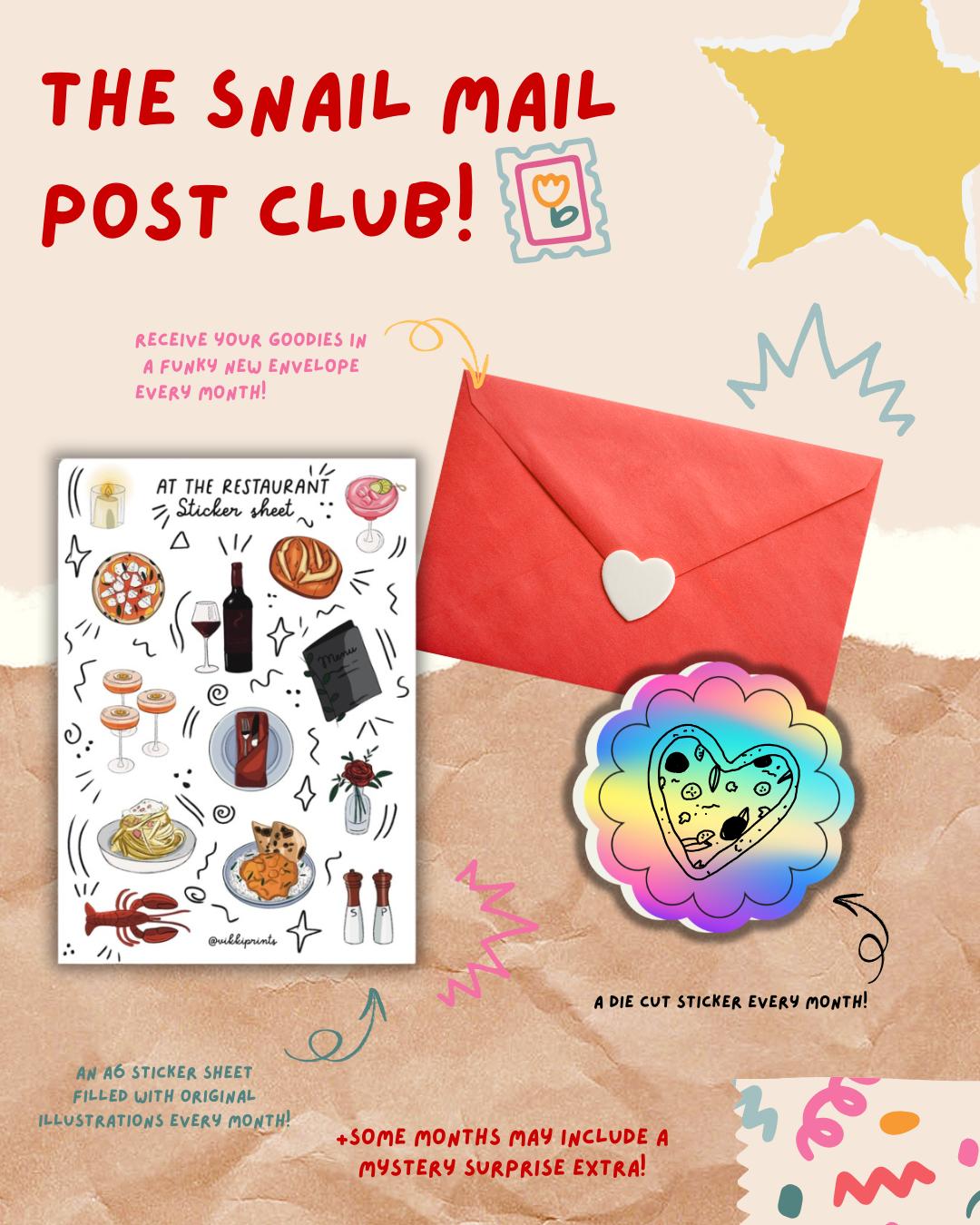 The Snail Mail Post Club - Monthly letterbox Sticker Subscription
