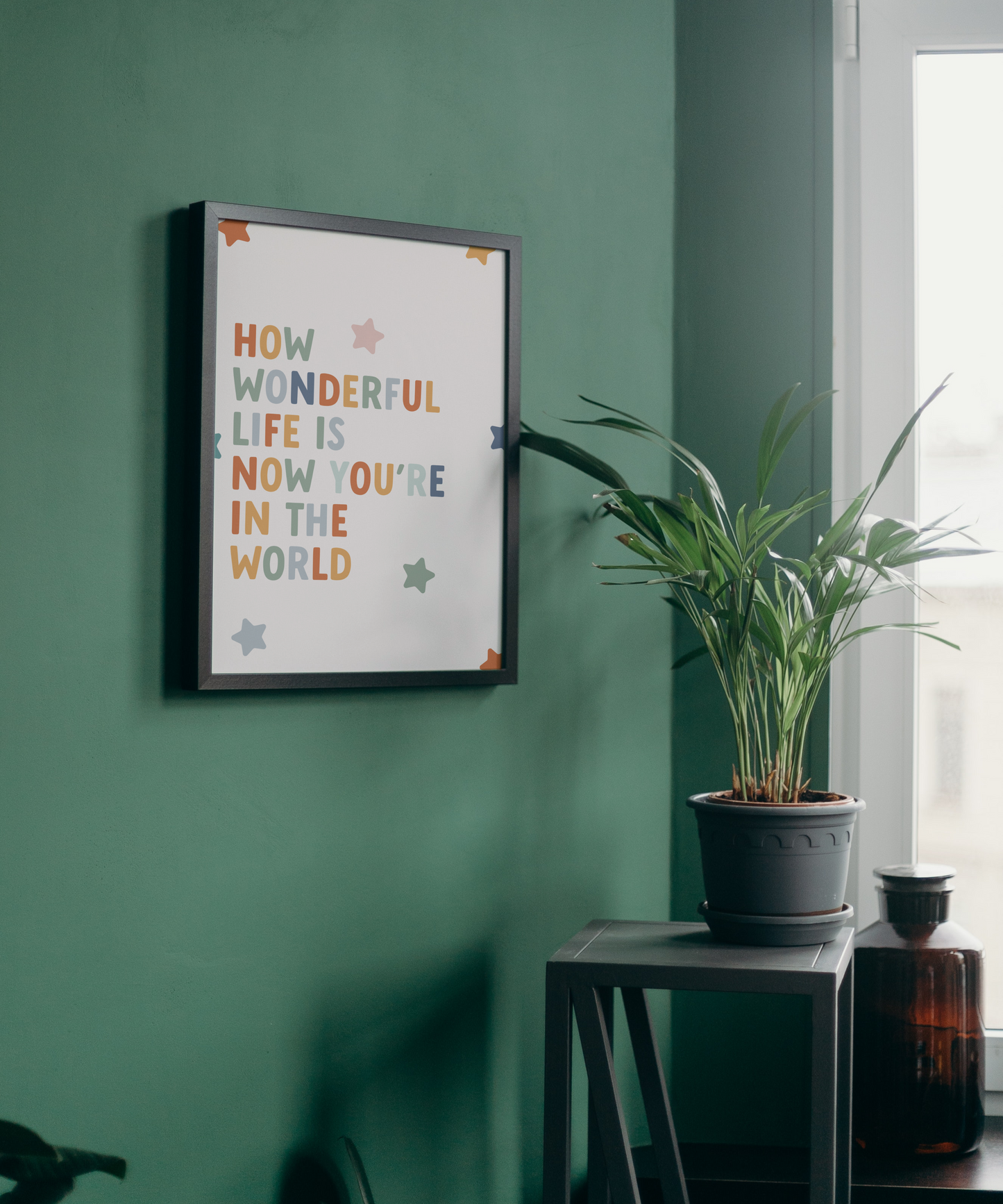 How Wonderful Life Is Now You're In The World Quote Print for Nurseries in Earth Tones