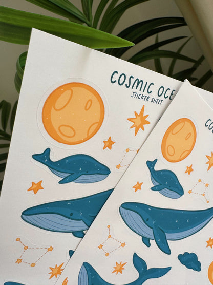 Cosmic Ocean Whale Sticker Sheet