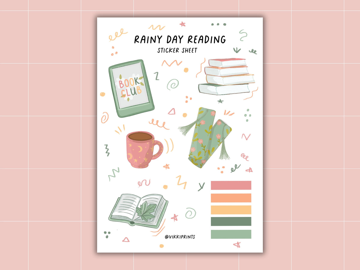 Bookish Sticker Sheet - Rainy Day Reading