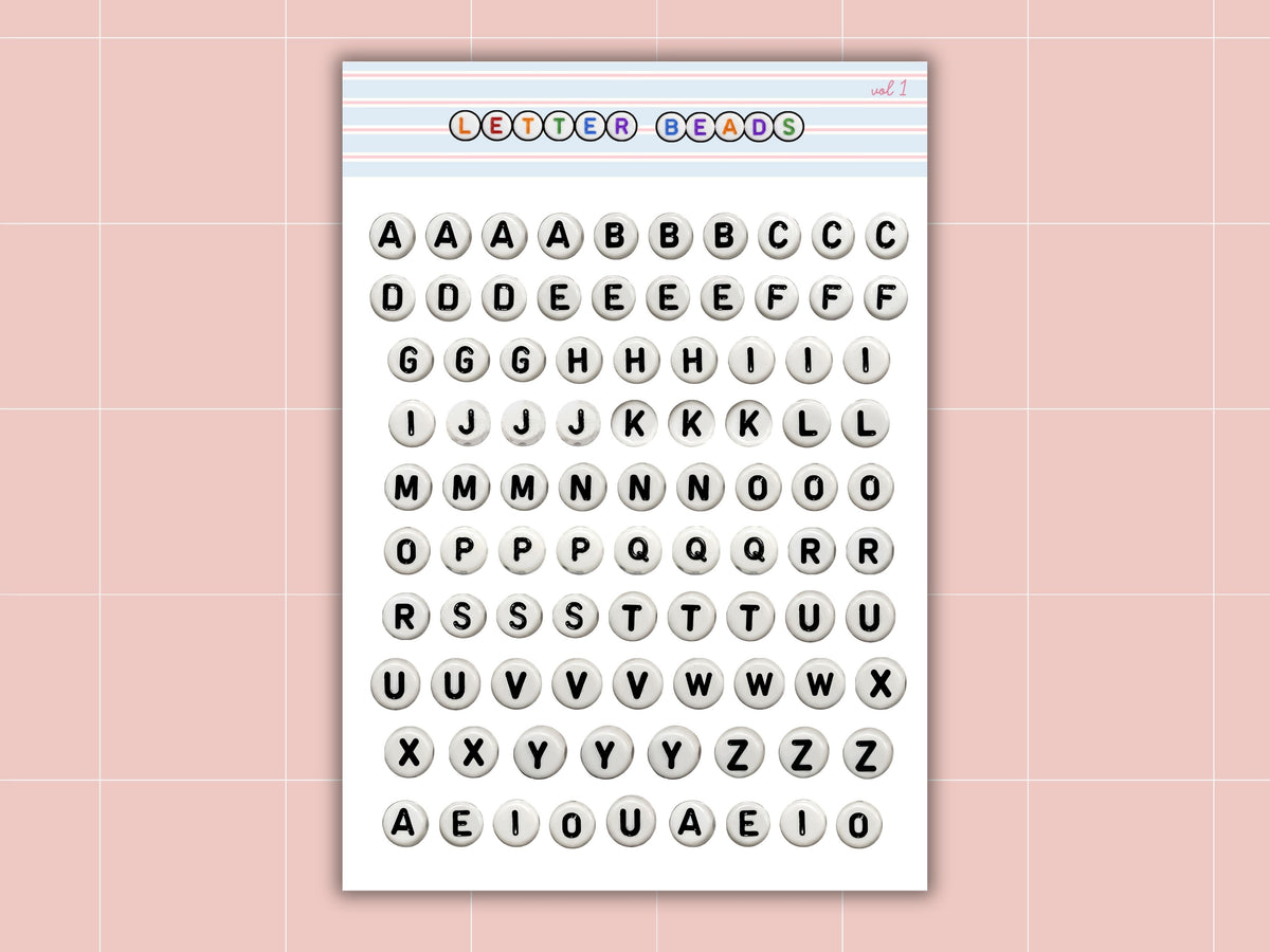 Letter Beads Alphabet Sticker Sheet