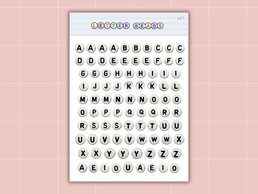 Letter Beads Alphabet Sticker Sheet