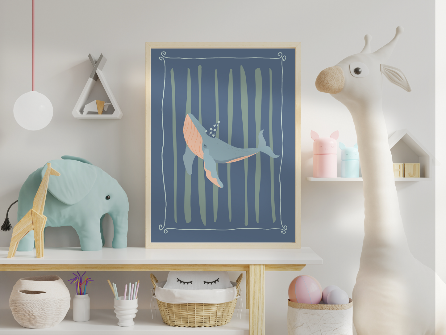 Blue Whale Nursery Art Print | Underwater Nursery