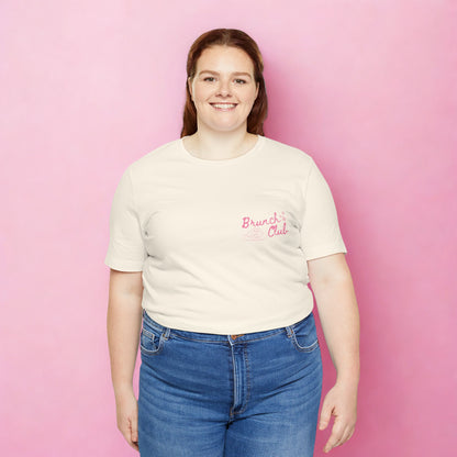 Brunch Club T-shirt - Breakfast Graphic Tee in Pink and White