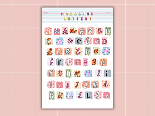Magazine Letters Sticker Sheet - A to Z