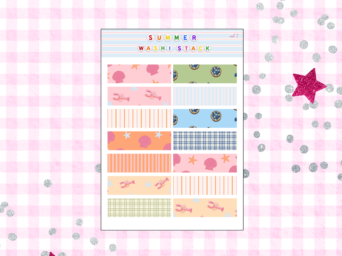 Summer Washi Stack Sticker Sheet
