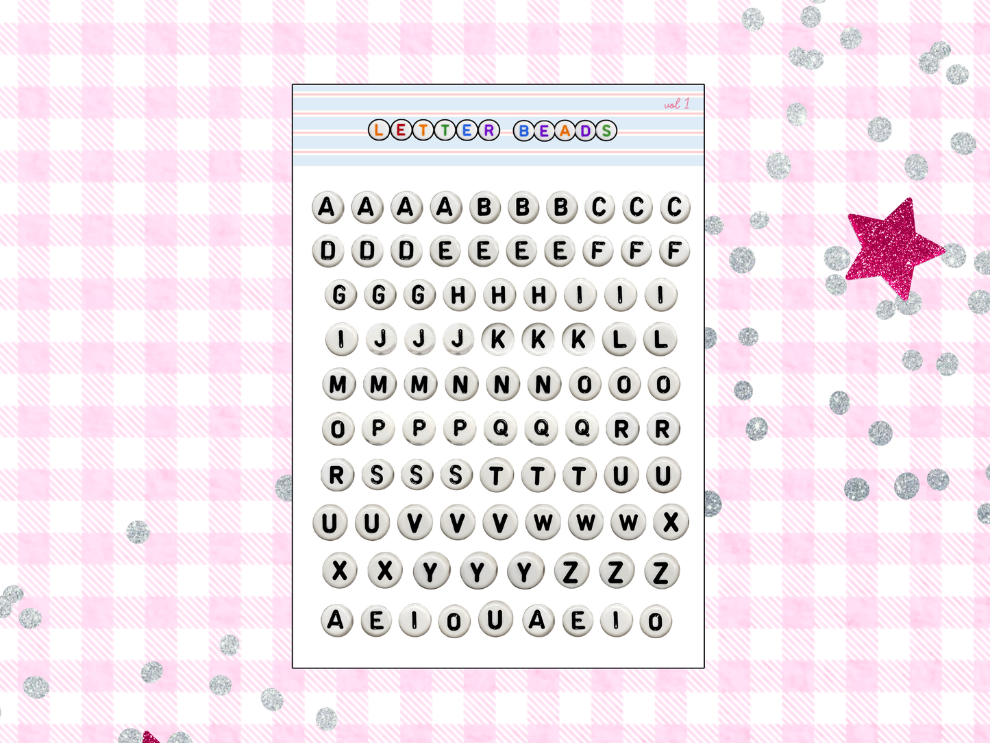 Letter Beads Alphabet Sticker Sheet