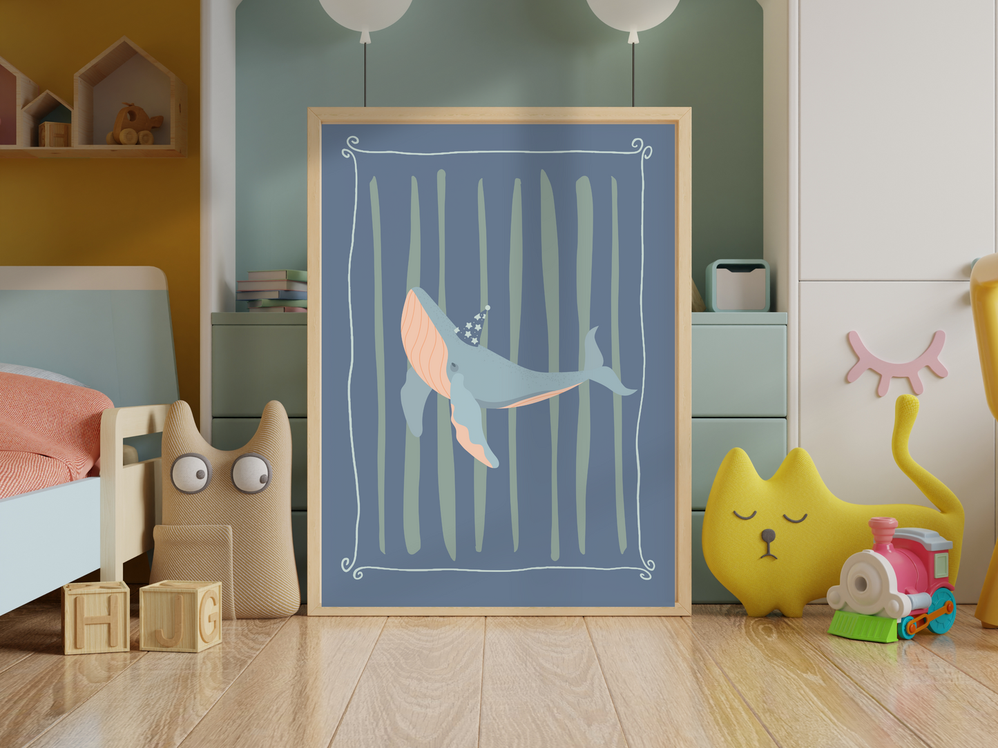 Blue Whale Nursery Art Print | Underwater Nursery