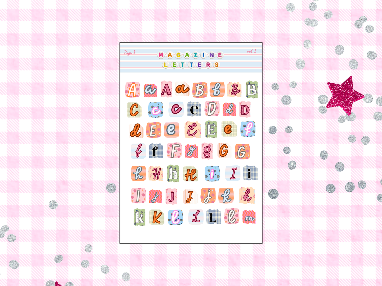 Magazine Letters Sticker Sheet - A to Z