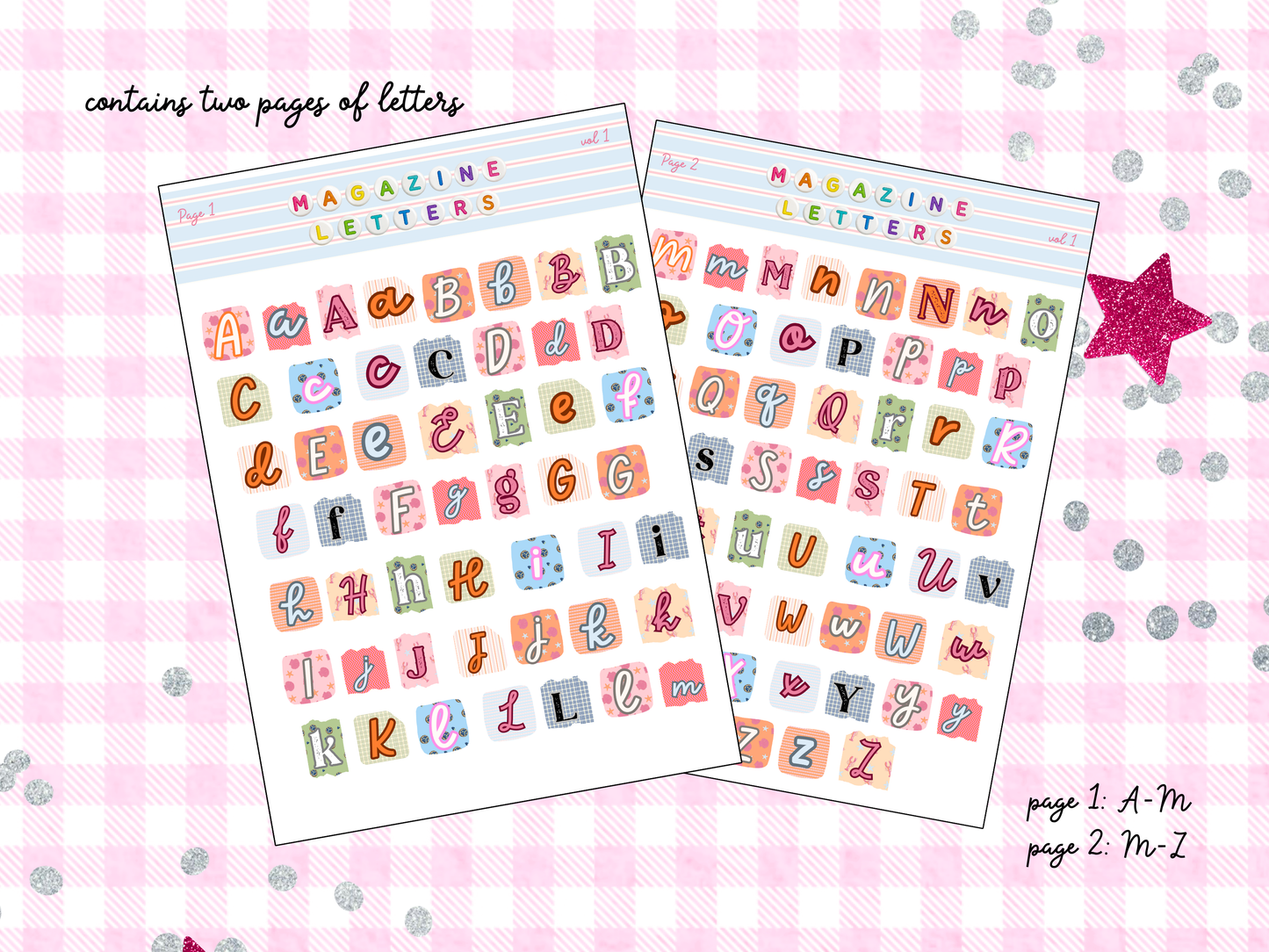 Magazine Letters Sticker Sheet - A to Z