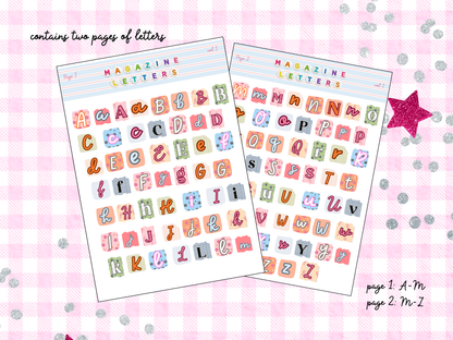 Magazine Letters Sticker Sheet - A to Z