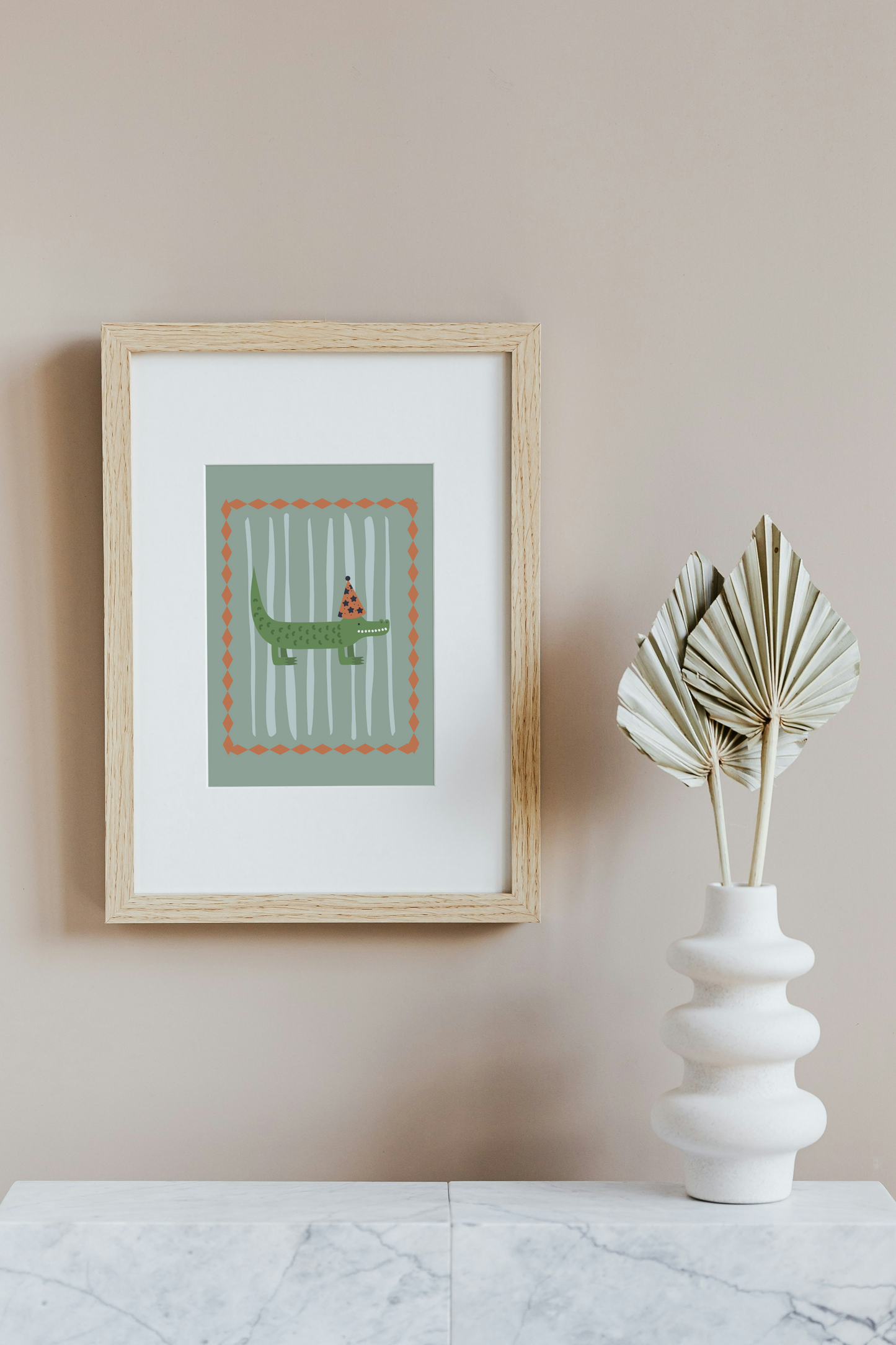 Crocodile Nursery Art Print in Blue and Green