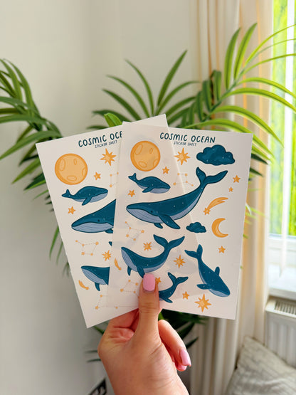 Cosmic Ocean Whale Sticker Sheet