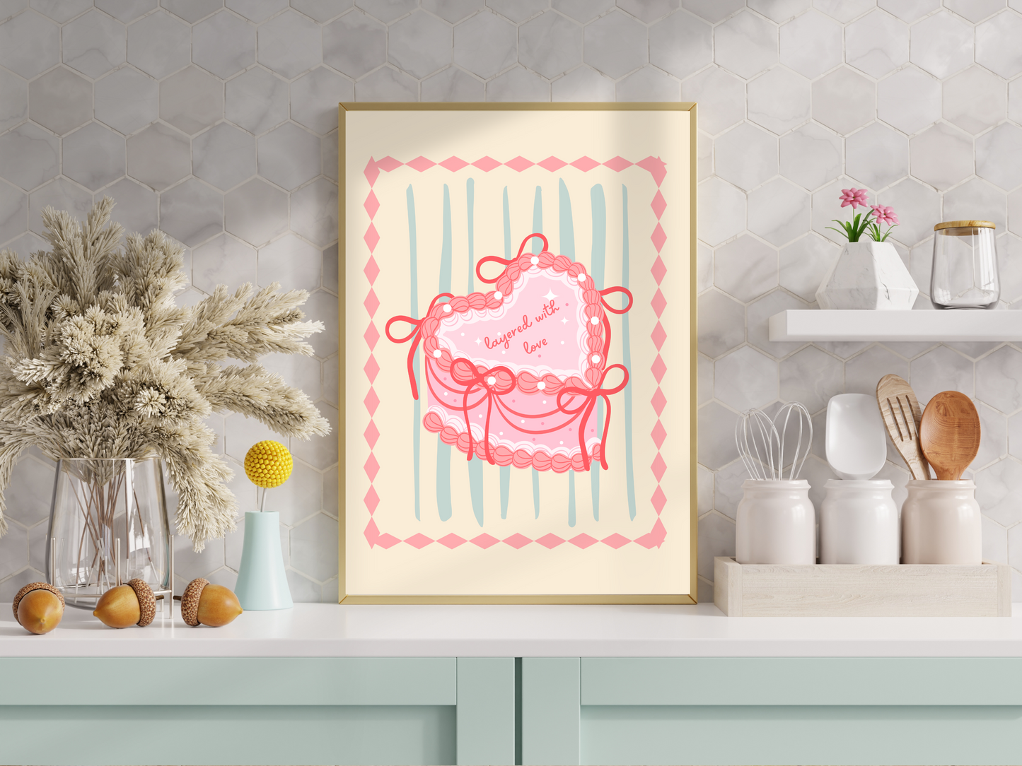 Layered with Love Vintage Heart Cake Art Print