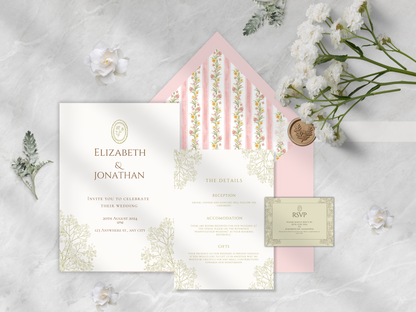 Floral Blush Romantic Wedding Invitation Suite | Spring and Summer Pastels