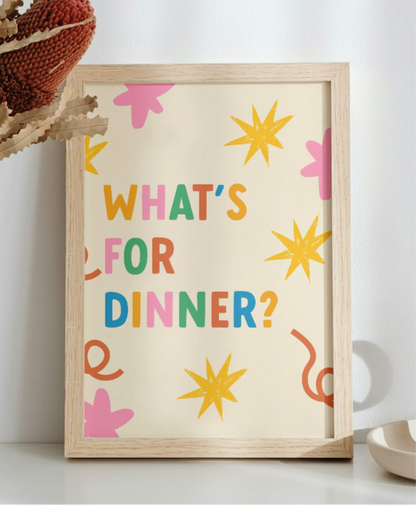 What’s for dinner? Colourful Kitchen Art Print Poster