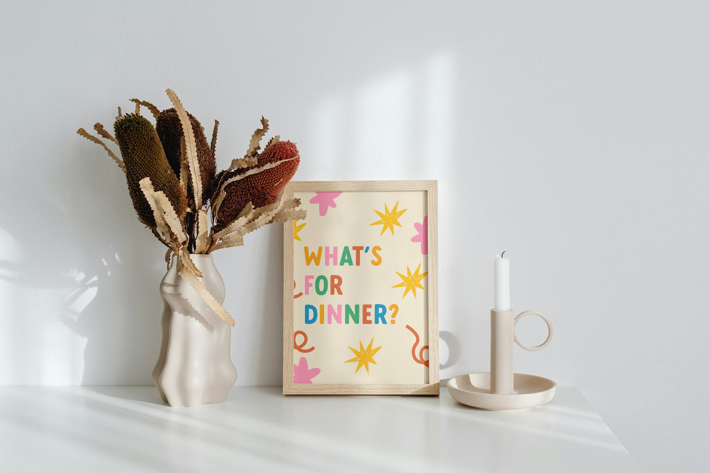 What’s for dinner? Colourful Kitchen Art Print Poster