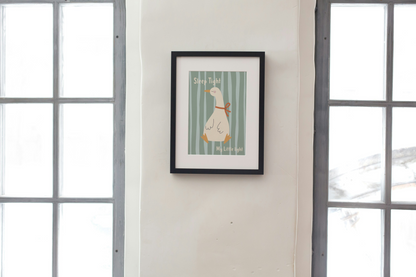Sleep Tight my Little Light Art Print: Duck and Goose Nursery Prints in Teal
