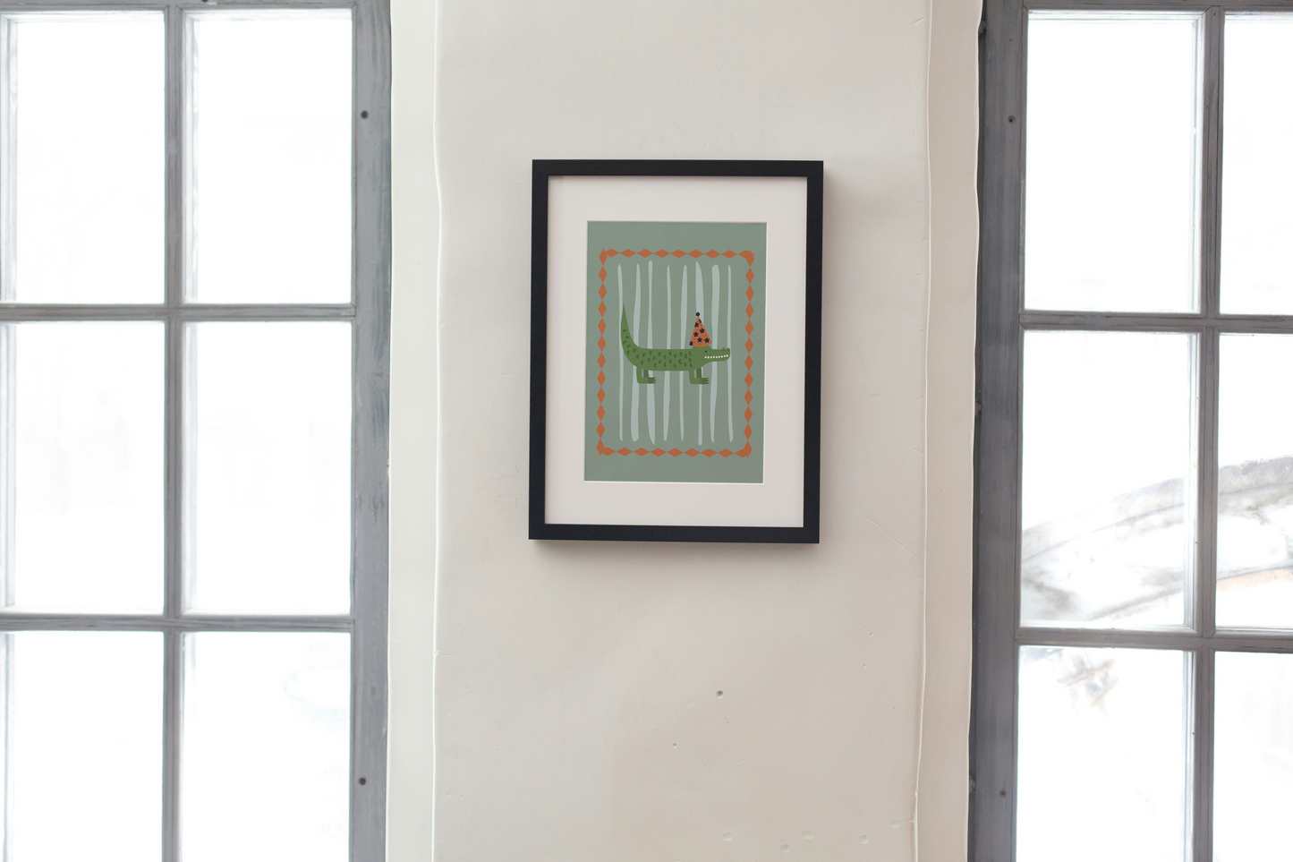 Crocodile Nursery Art Print in Blue and Green