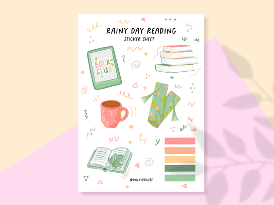 Bookish Sticker Sheet - Rainy Day Reading