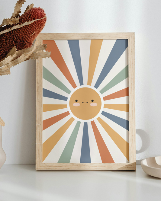 Boho Sun Nursery Print in Earth Tones