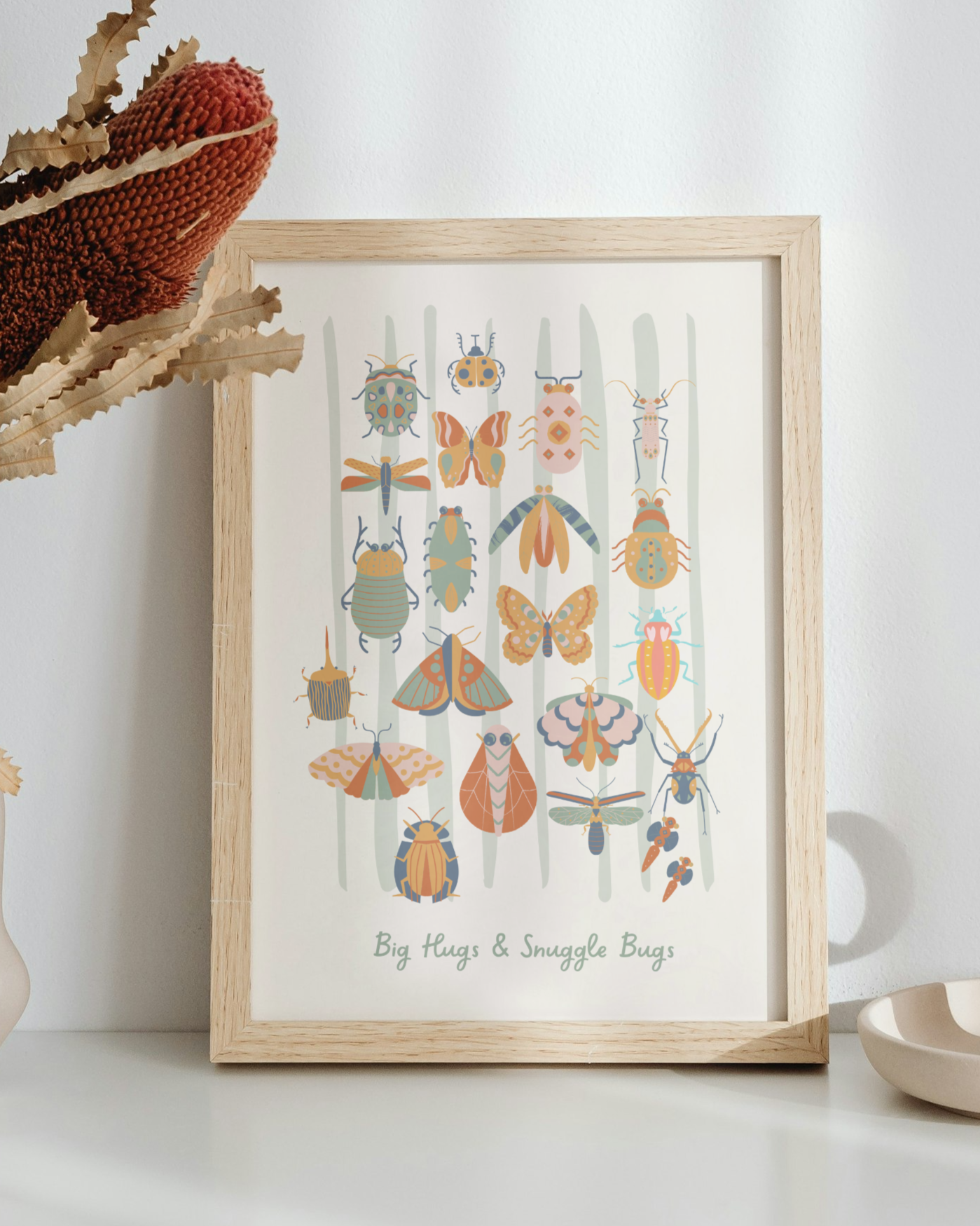 Snuggle Bug Art Print in Warm Earth Tones