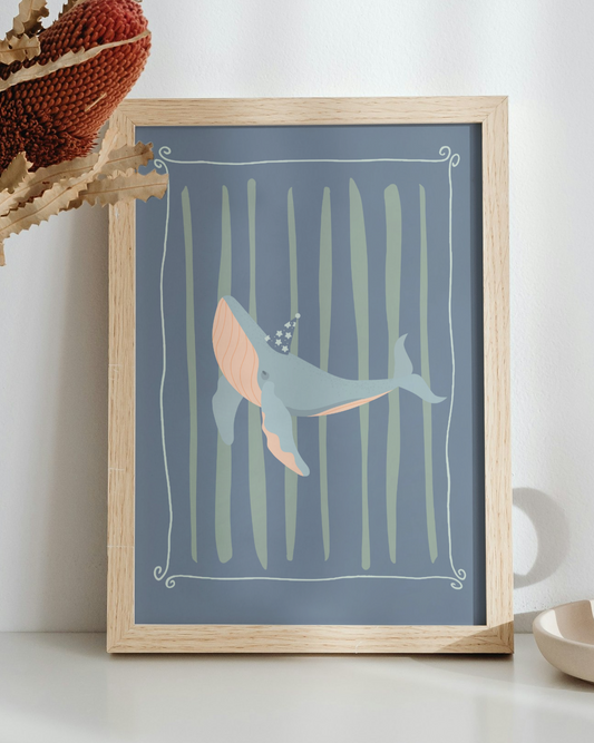 Blue Whale Nursery Art Print | Underwater Nursery