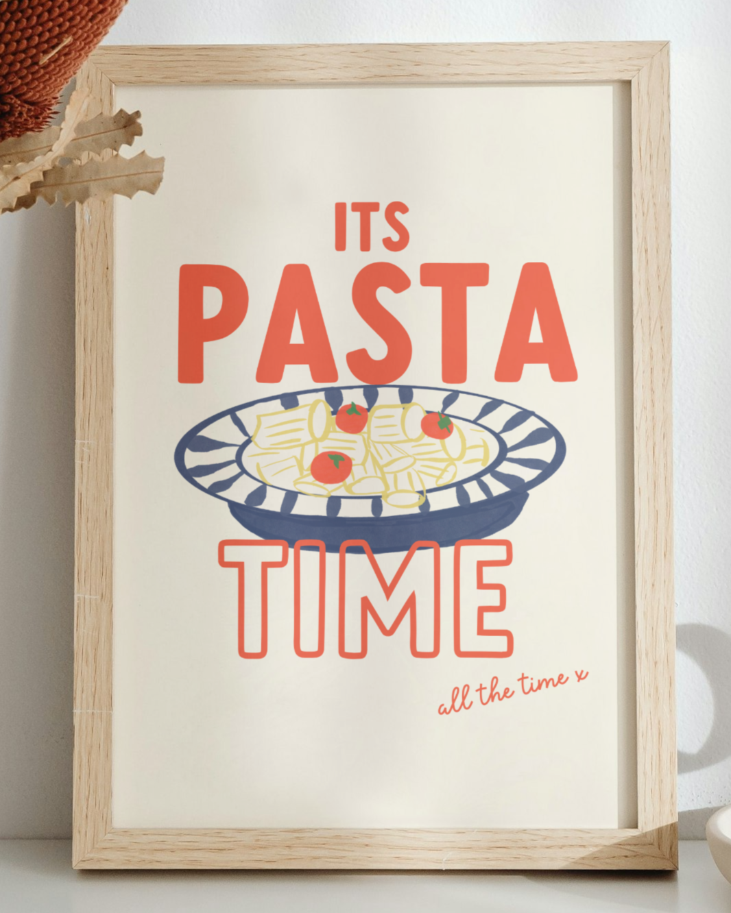 Its Pasta Time (all the time) Art Print - Pasta Hand Drawn Style Art Print