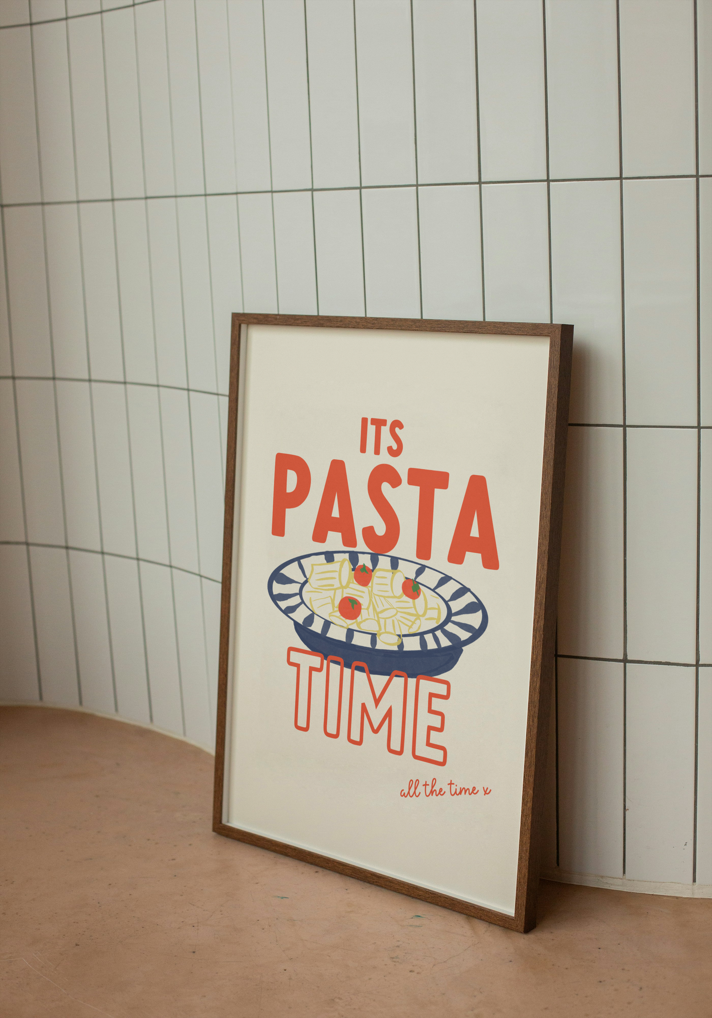 Its Pasta Time (all the time) Art Print - Pasta Hand Drawn Style Art Print