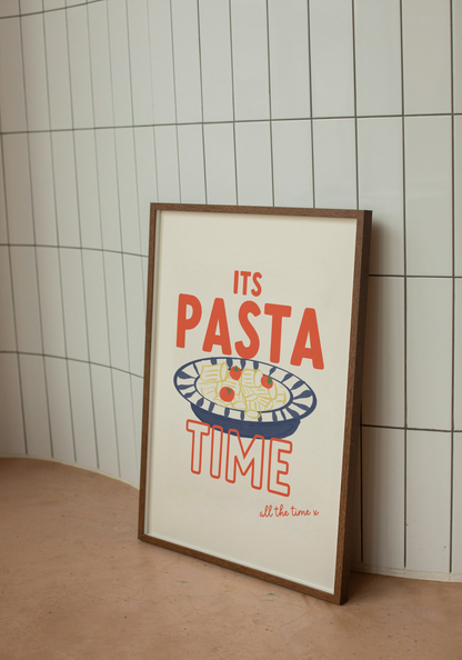 Its Pasta Time (all the time) Art Print - Pasta Hand Drawn Style Art Print