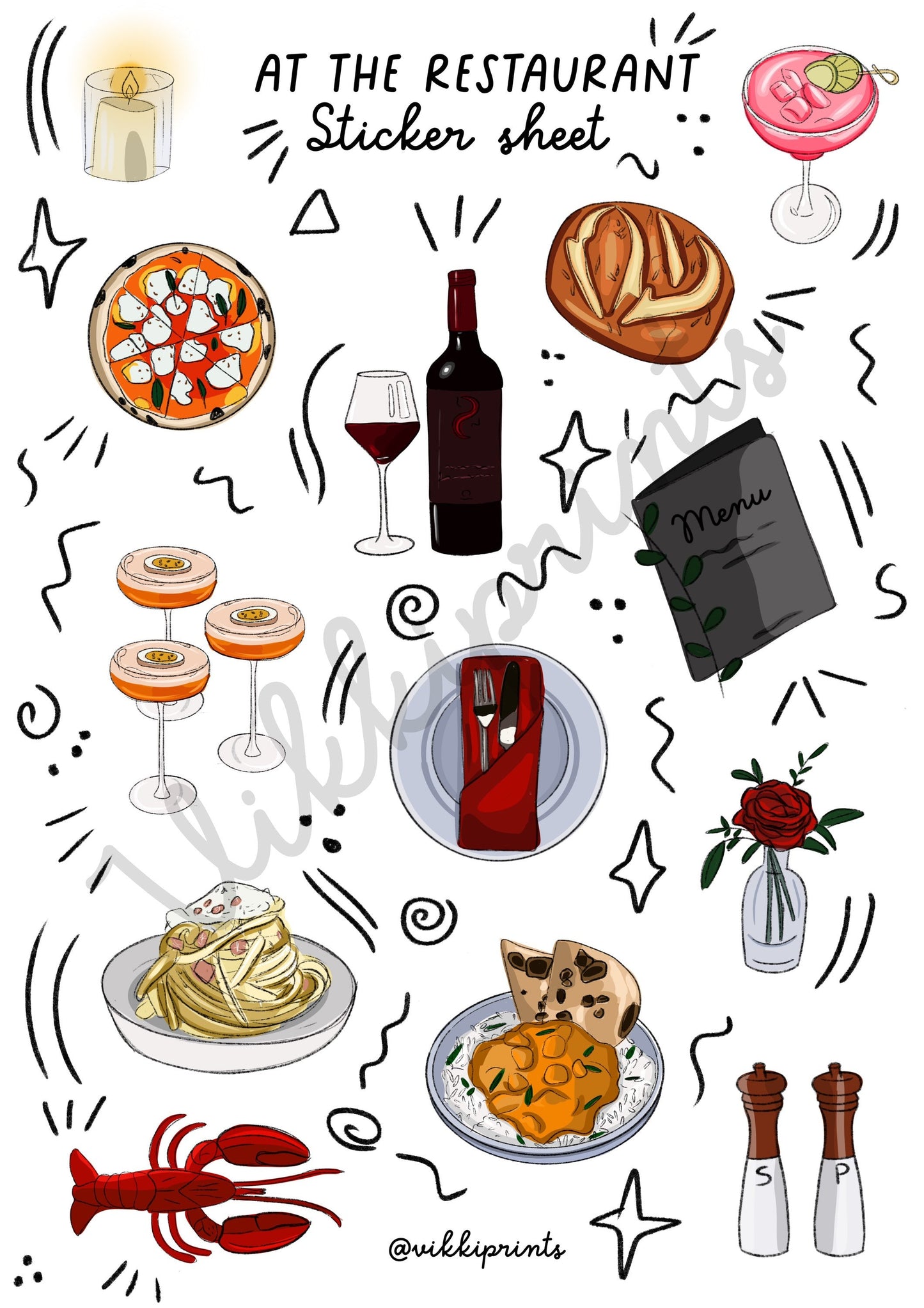 Restaurant Sticker Sheet