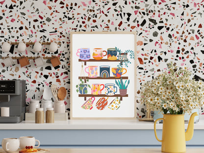 A collection of Mugs Kitchen Art Print