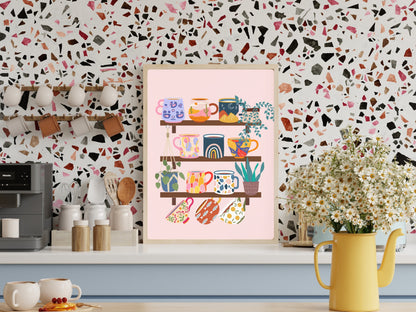 A collection of Mugs Kitchen Art Print