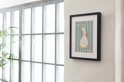Sleep Tight my Little Light Art Print: Duck and Goose Nursery Prints in Teal