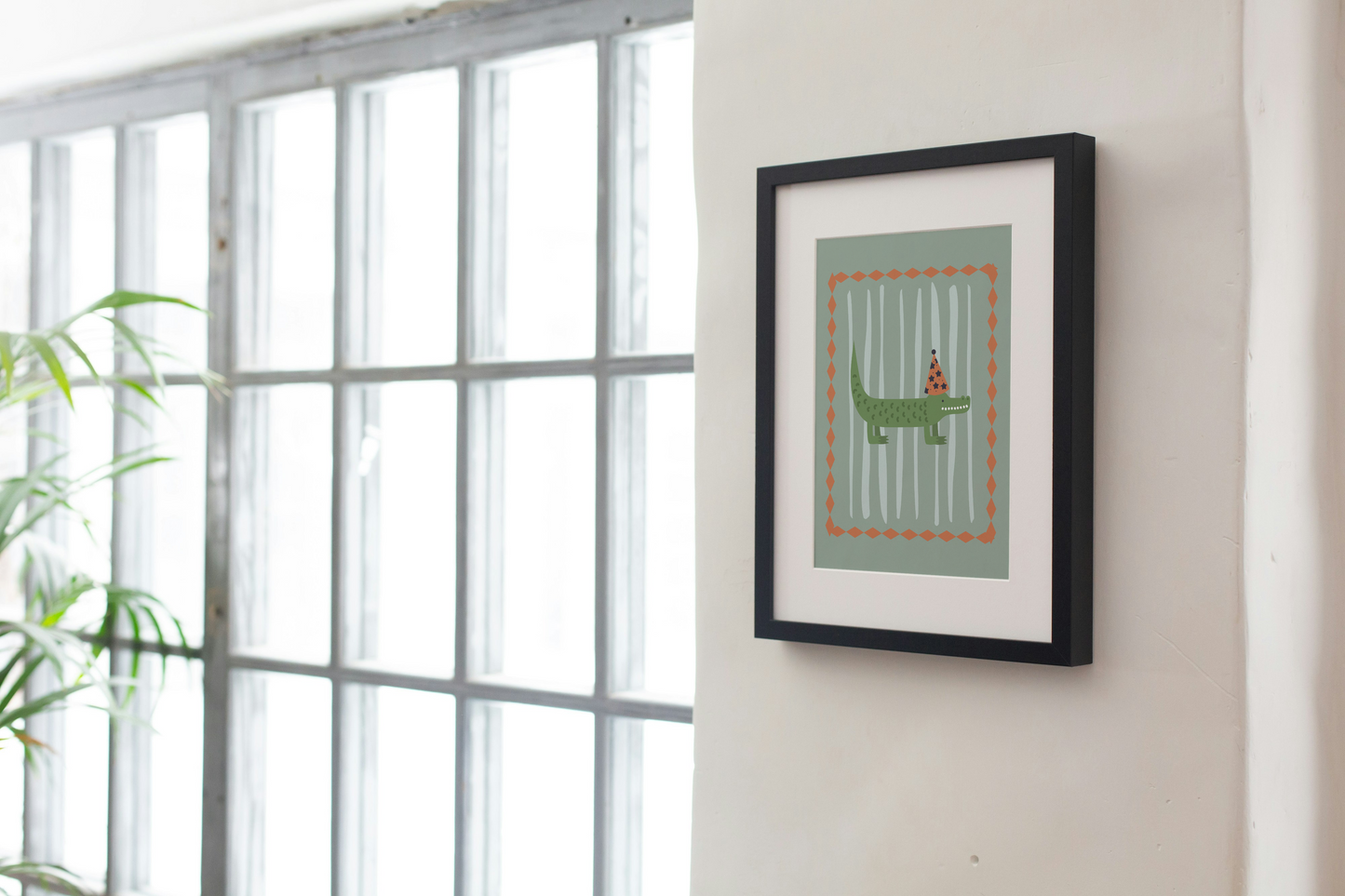 Crocodile Nursery Art Print in Blue and Green